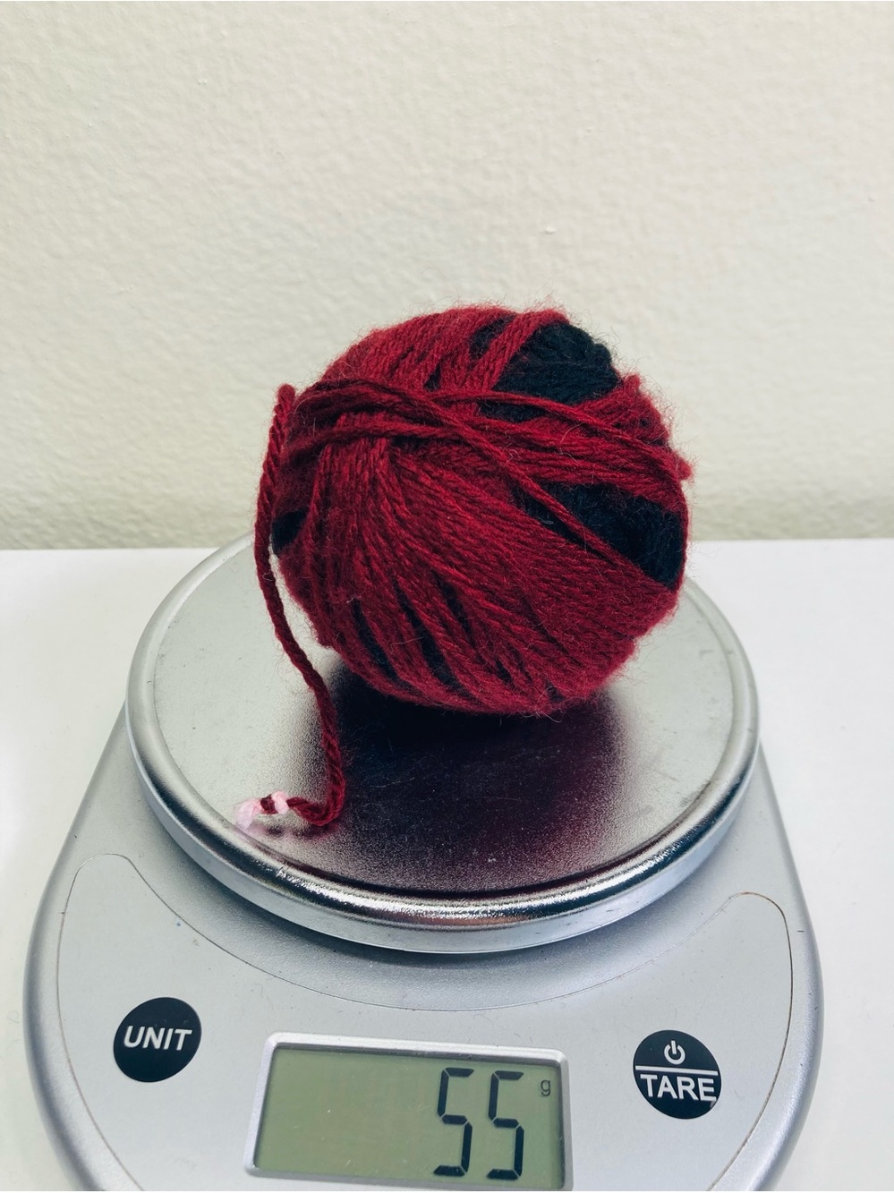 Bargain Yarn Untagged: Red and Black Wool Yarn Ball
